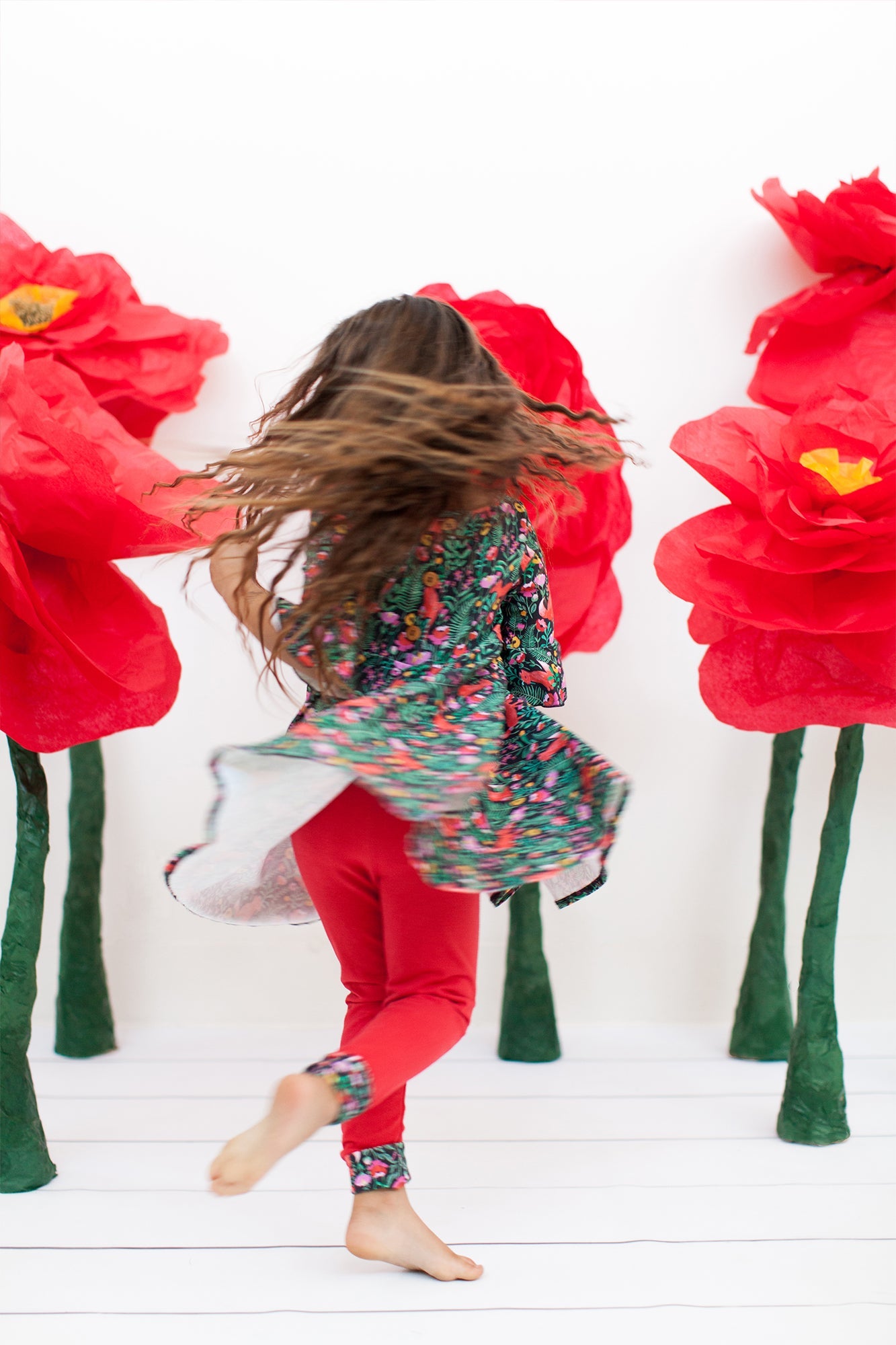 Frill sleeve twirl dress in fox floral